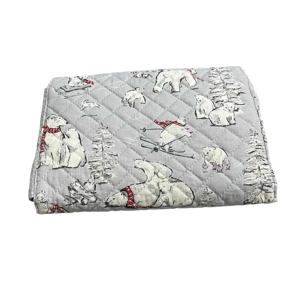 Vera Bradley New Iconic Brush & Cosmetic Case In Beary Merry Grey